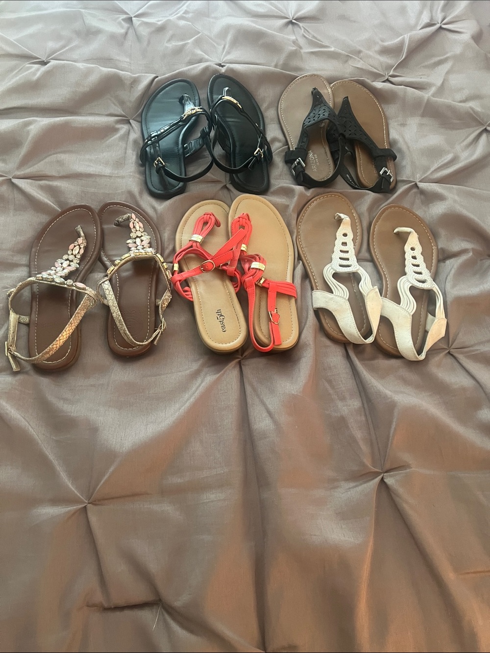 Coral T-Strap Flat Sandals - Women Shoes